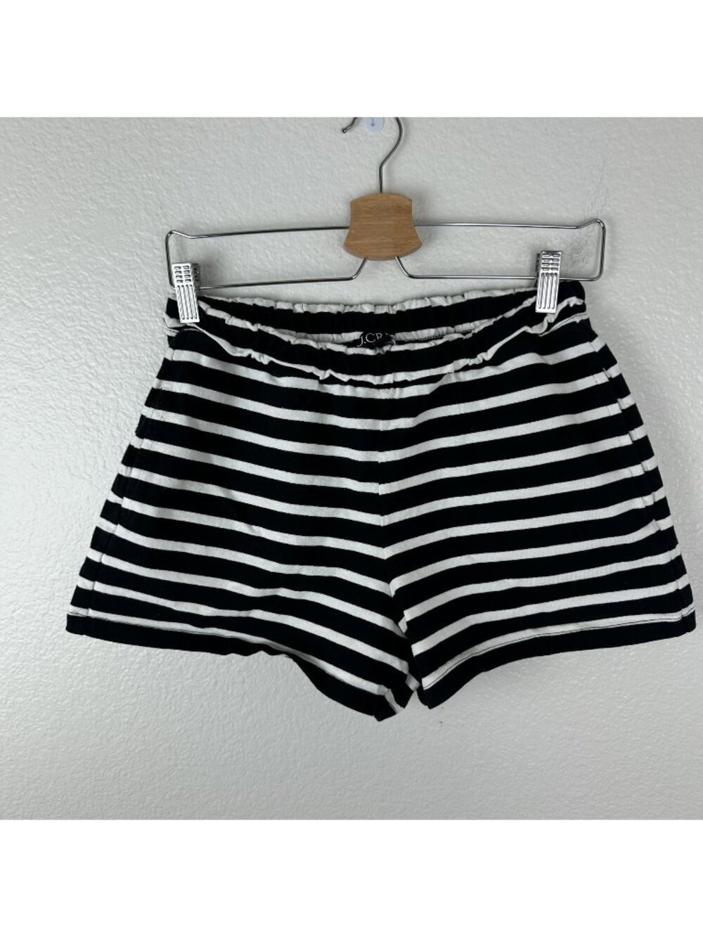 J.Crew Pull On Short Stripe Mariner Cotton S Black & White Stripe Pull On Nautic